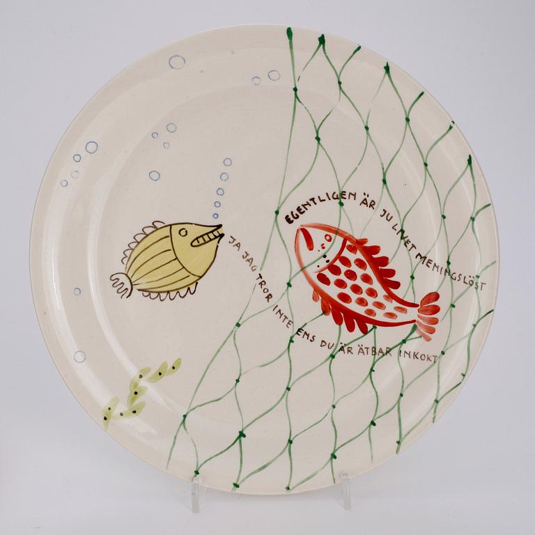 FISKTALLRIKAR, 6 st, flintgods "Löja", Stig Lindberg, Gustavsberg.