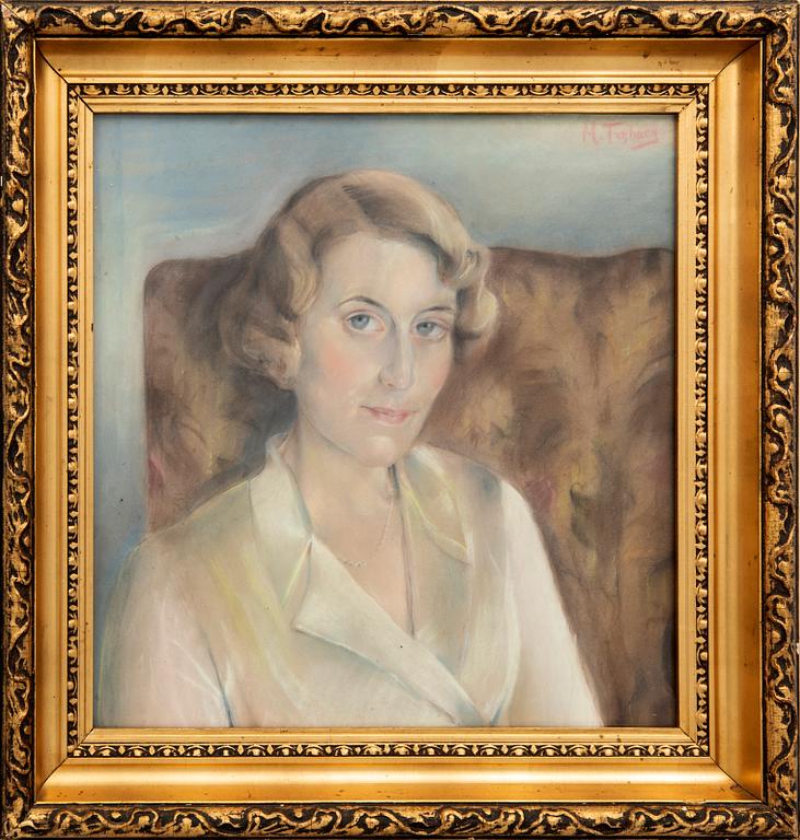 Maurycy Trebacz, porträtt av dam i vit blus.