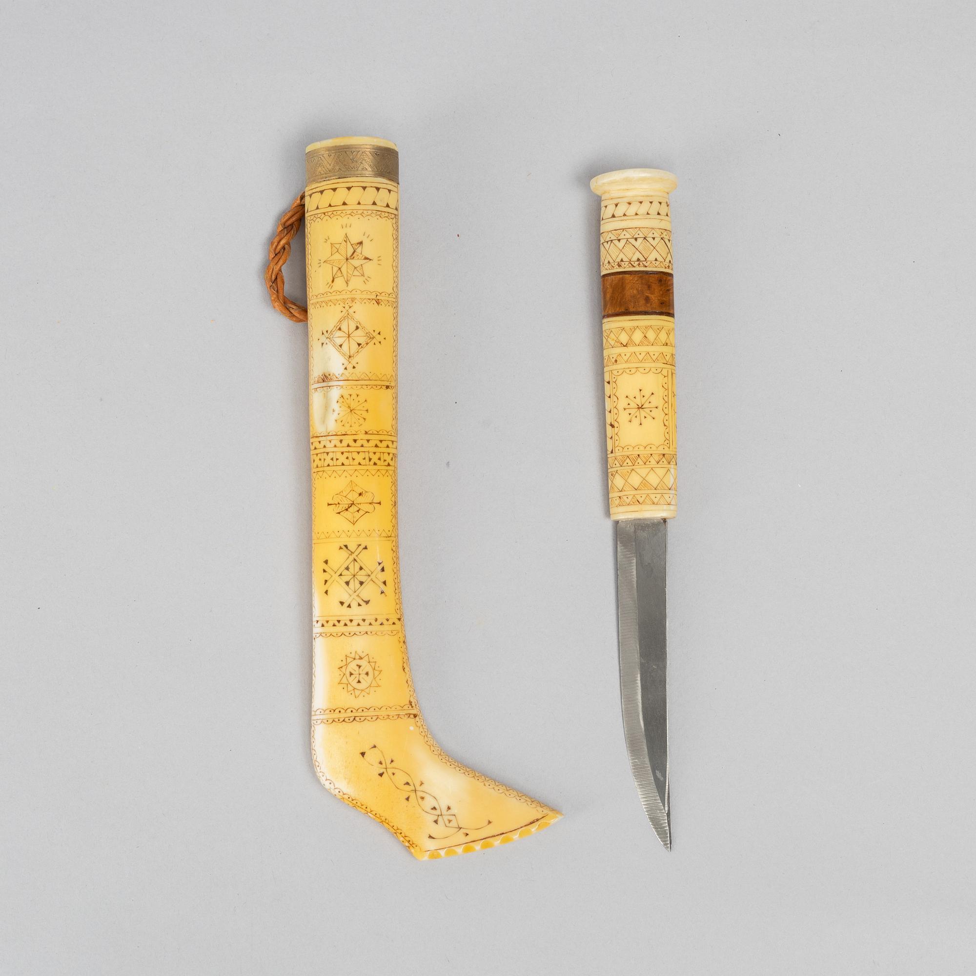 Sixten Lindberg, a reindeer horn knife, signed.