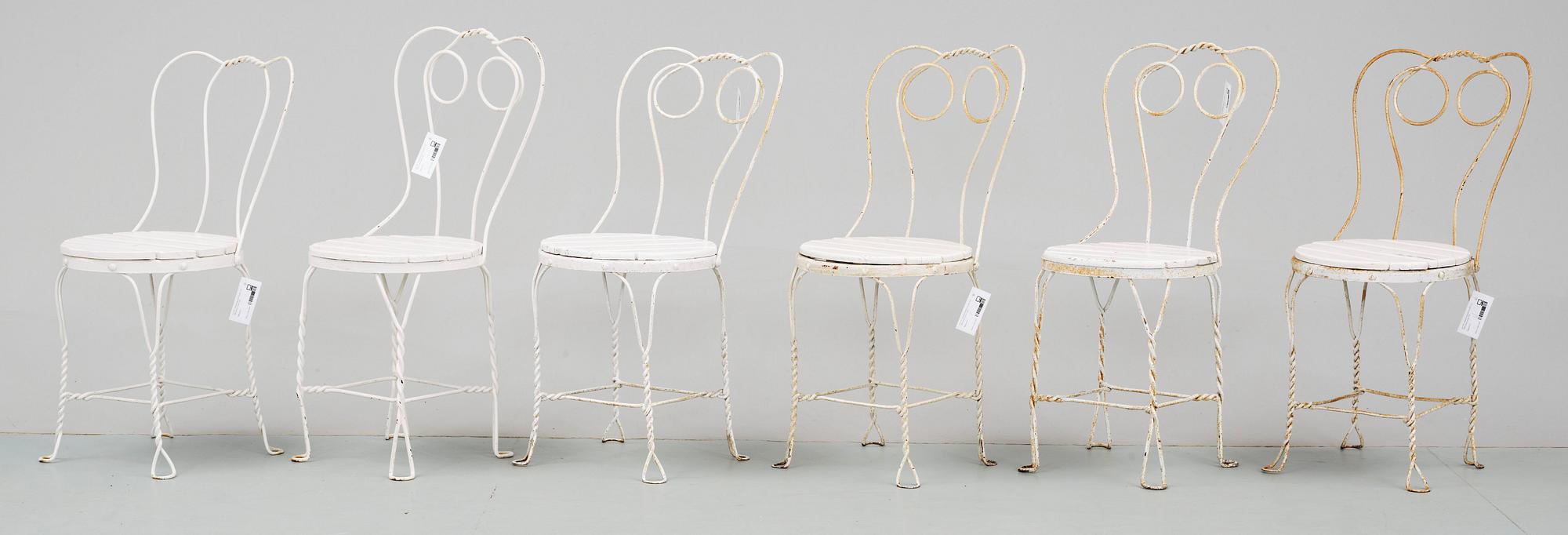 TRÄDGÅRDSSTOLAR, 6 st, 1900-talets första hälft.