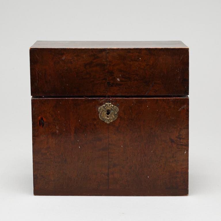 A 19th century wooden casket.