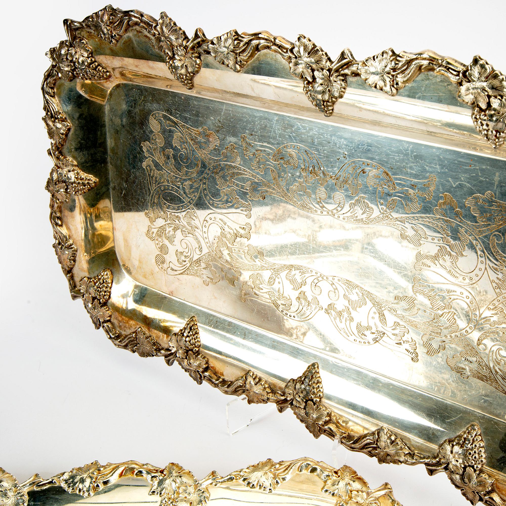 A set of three slightly different epns trays mid 1900s.