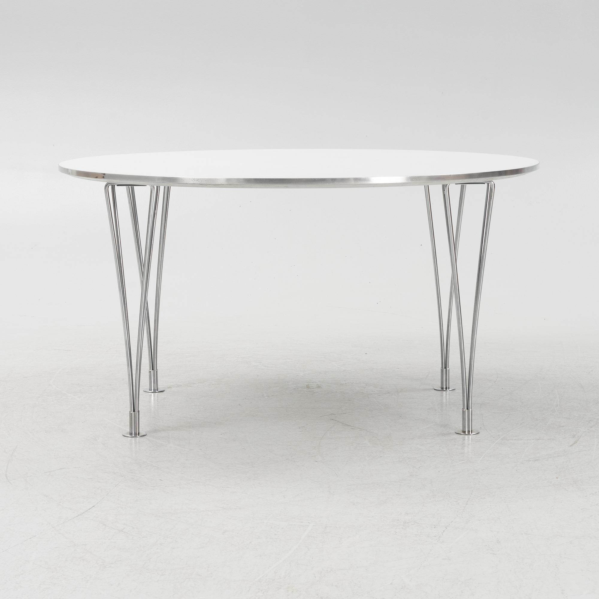 Bruno Mathsson & Piet Hein, coffee table, "Supercircle", Fritz Hansen, 1982.