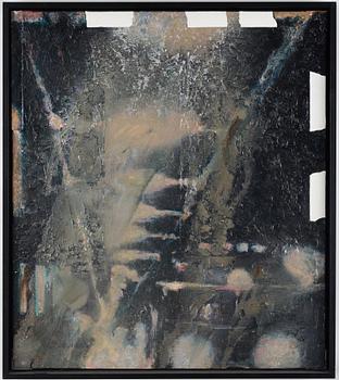 MAX MIKAEL BOOK, mixed media on canvas, signed MM Book verso and dated 1989.