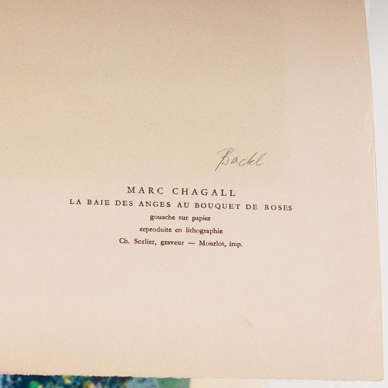 Marc Chagall After, 'La Baie des Anges au bouquet de roses'  from: "Nice et la Côte d 'Azur".