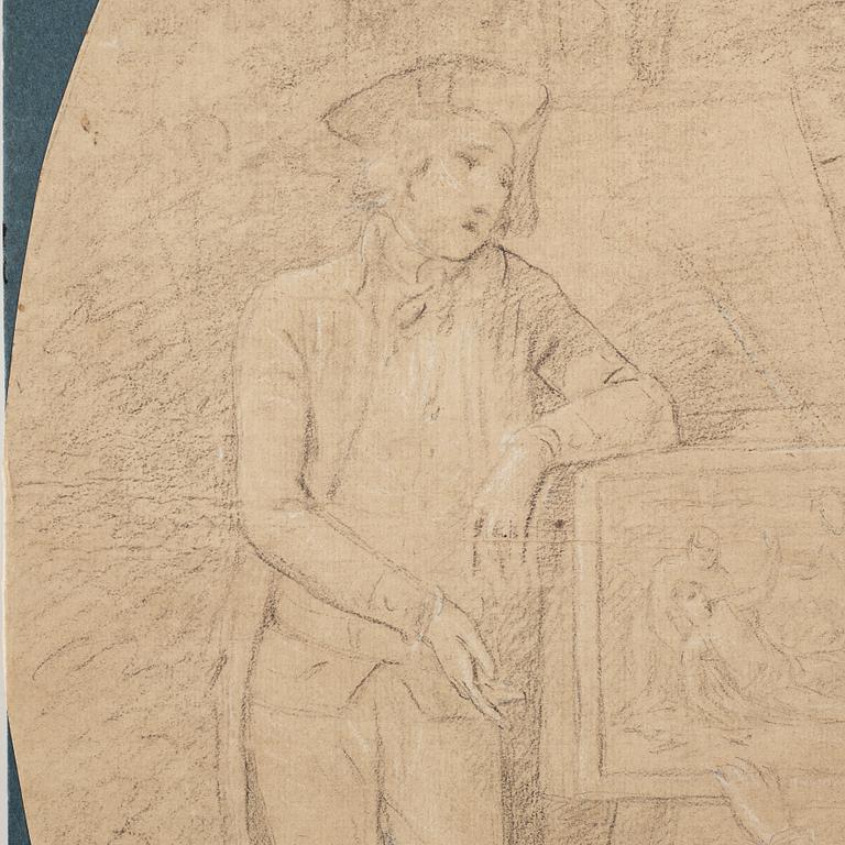 Angelica Kauffman Hennes krets, En ung herre och två unga damer med en dekorerad låda.