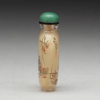 SNUSFLASKA, insidesmålat glas. Kina, 1900-tal.
