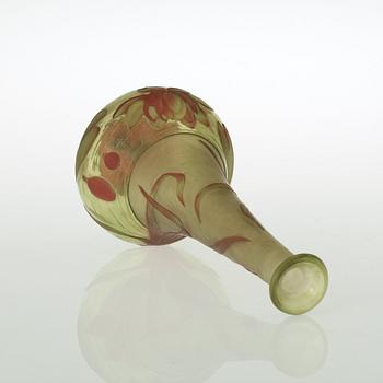 An Eugène Michel Art Nouveau cameo glass vase, France.