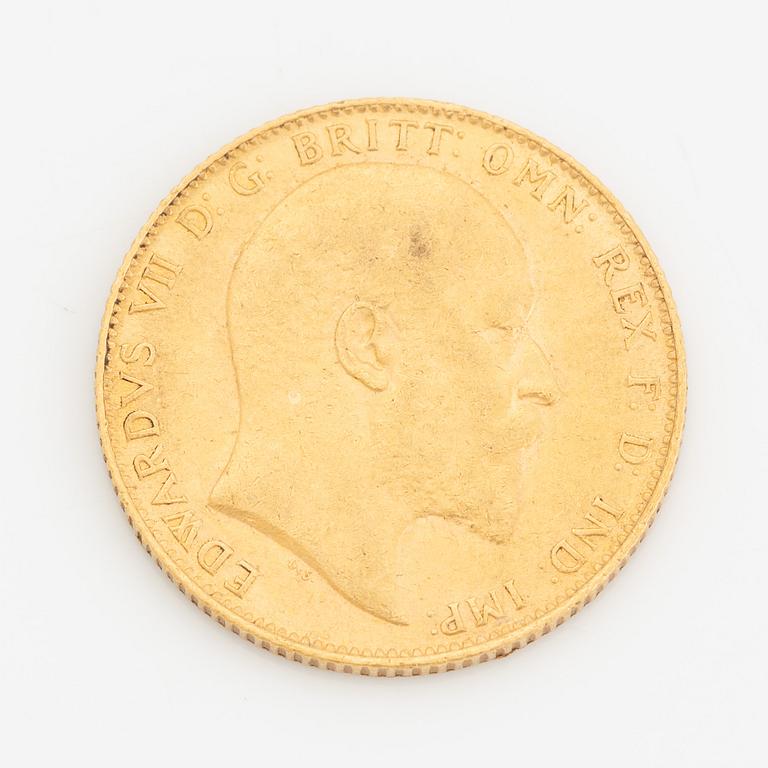 Edward VII, guldmynt, sovereign, 1907.