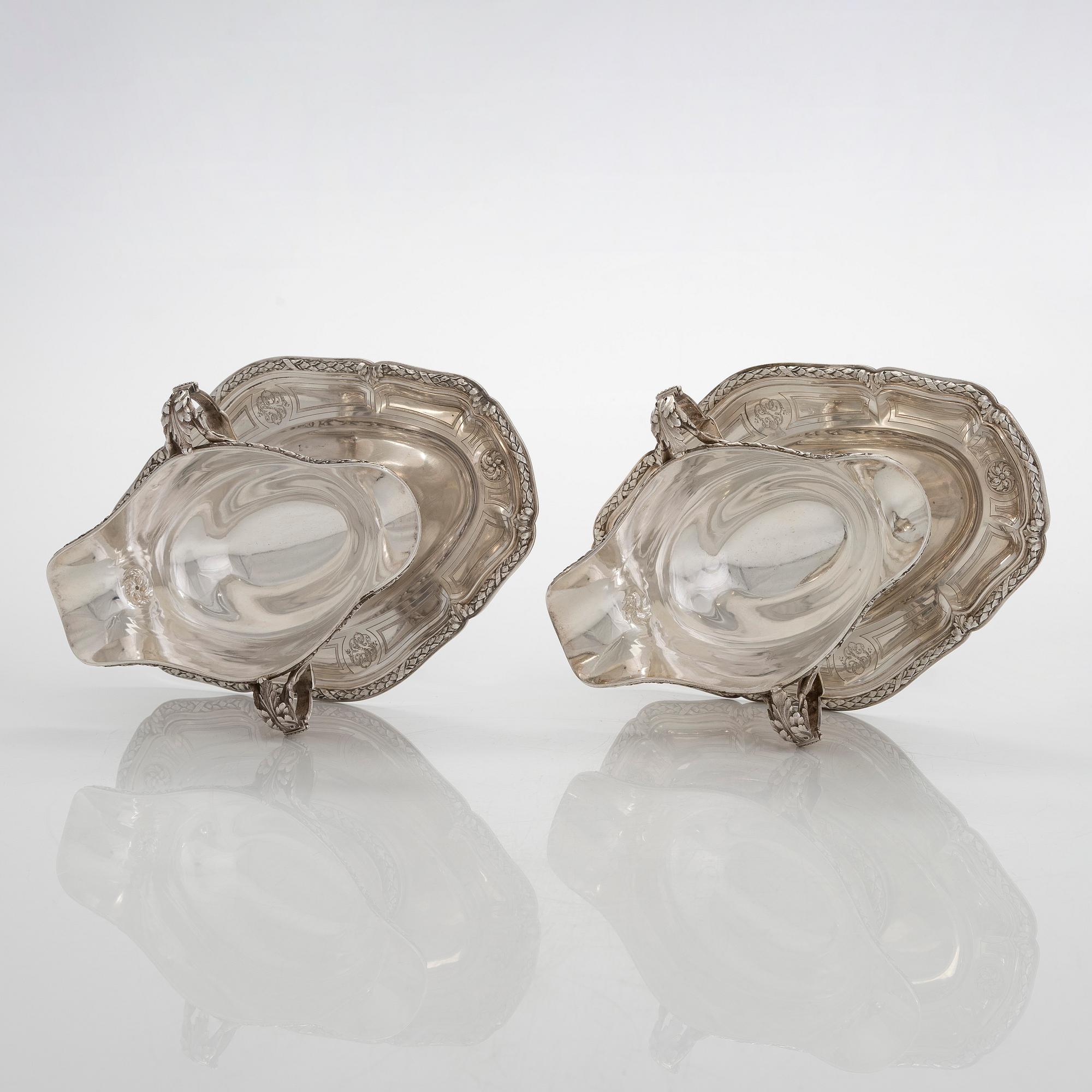 A pair of Boin-Taburet silver sauceboats, Paris 1870s-90s.