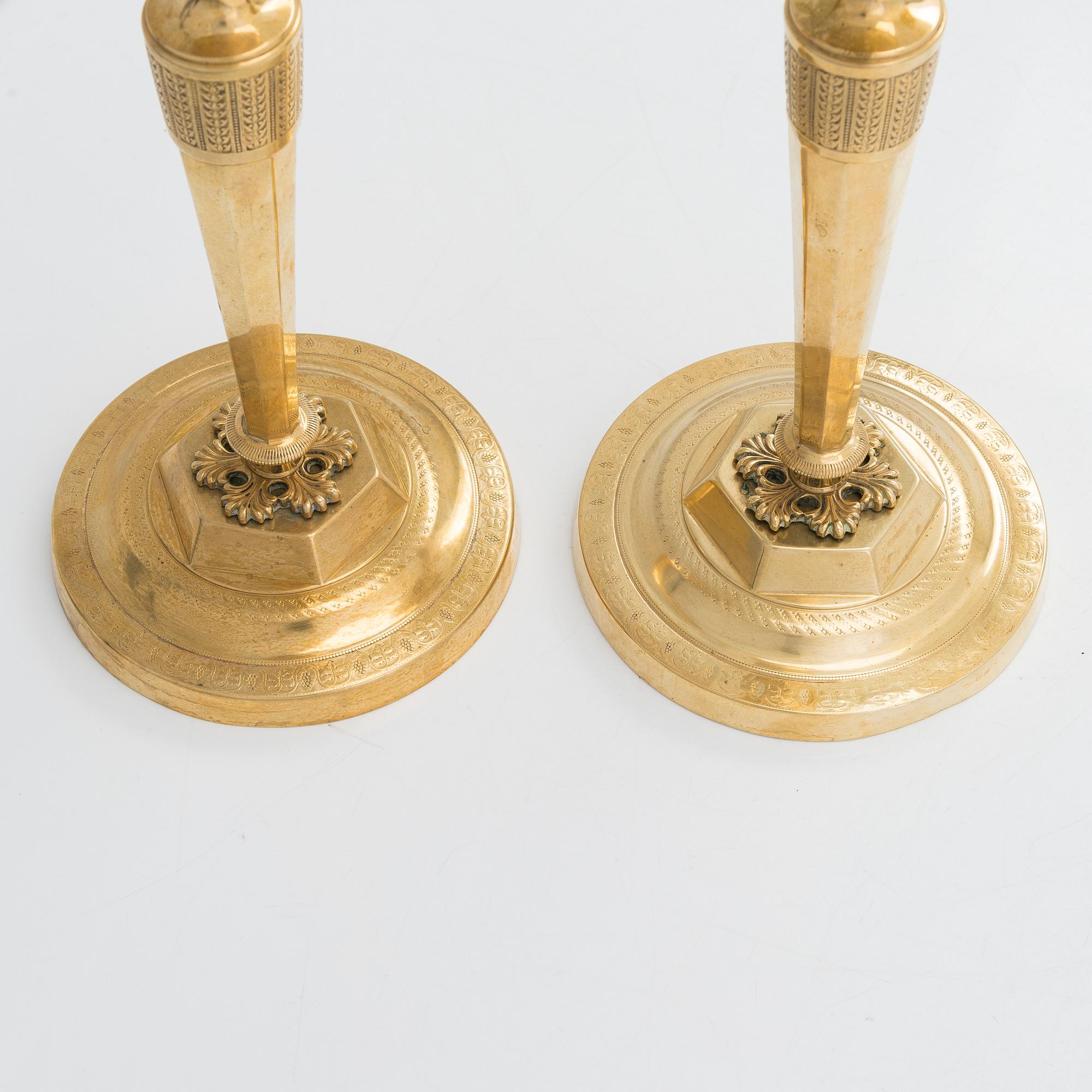 A pair of candlesticks, Directoire, France, turn of the 18th century.