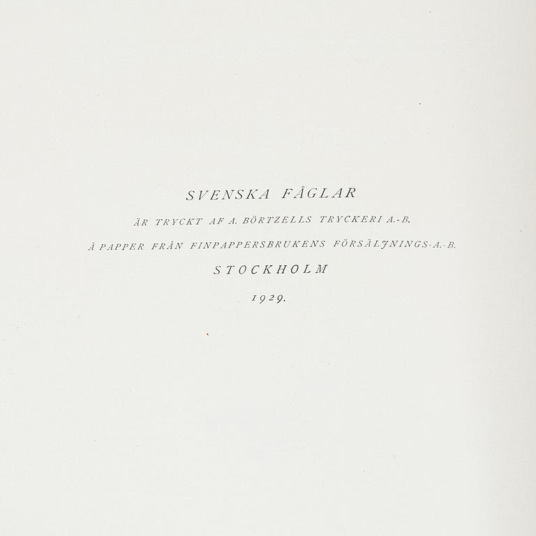 Bröderna von Wright, "Svenska Fåglar", 3 volymer, Förlaget Svenska Fåglar, A, Börtzells Tryckeri AB, Stockholm, 1927-29.