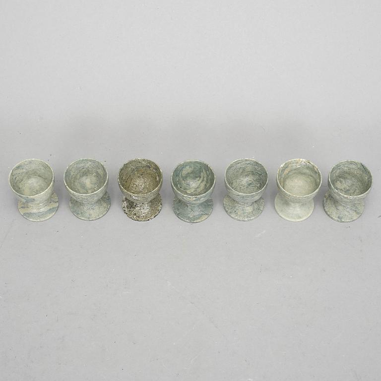 ÄGGKOPPAR, 7st, kolmårdsmarmor, 1800-tal.