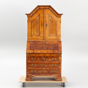 A Swedish late Baroque walnut marquetry writing cabinet.