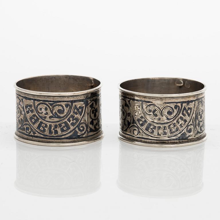 Lautasliinarenkaita, pari, hopea, niello, Kiova 1908-1926.