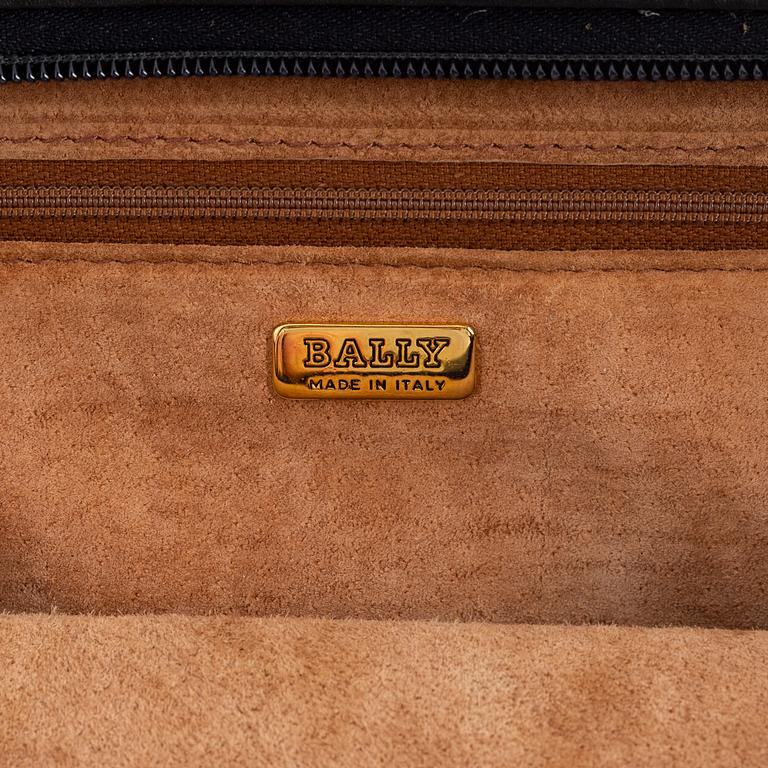 Bally, a black leather handbag.