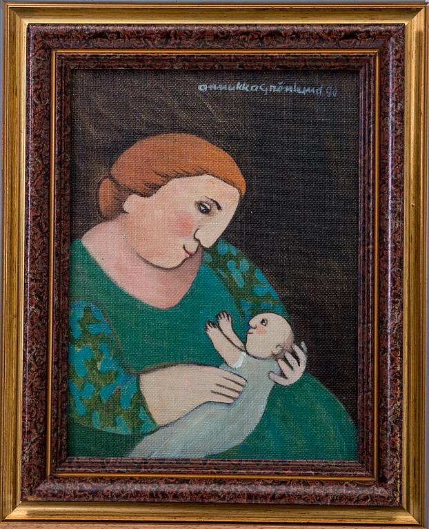 ANNUKKA GRÖNLUND, olja på dukpannå, signerad och daterad 90.