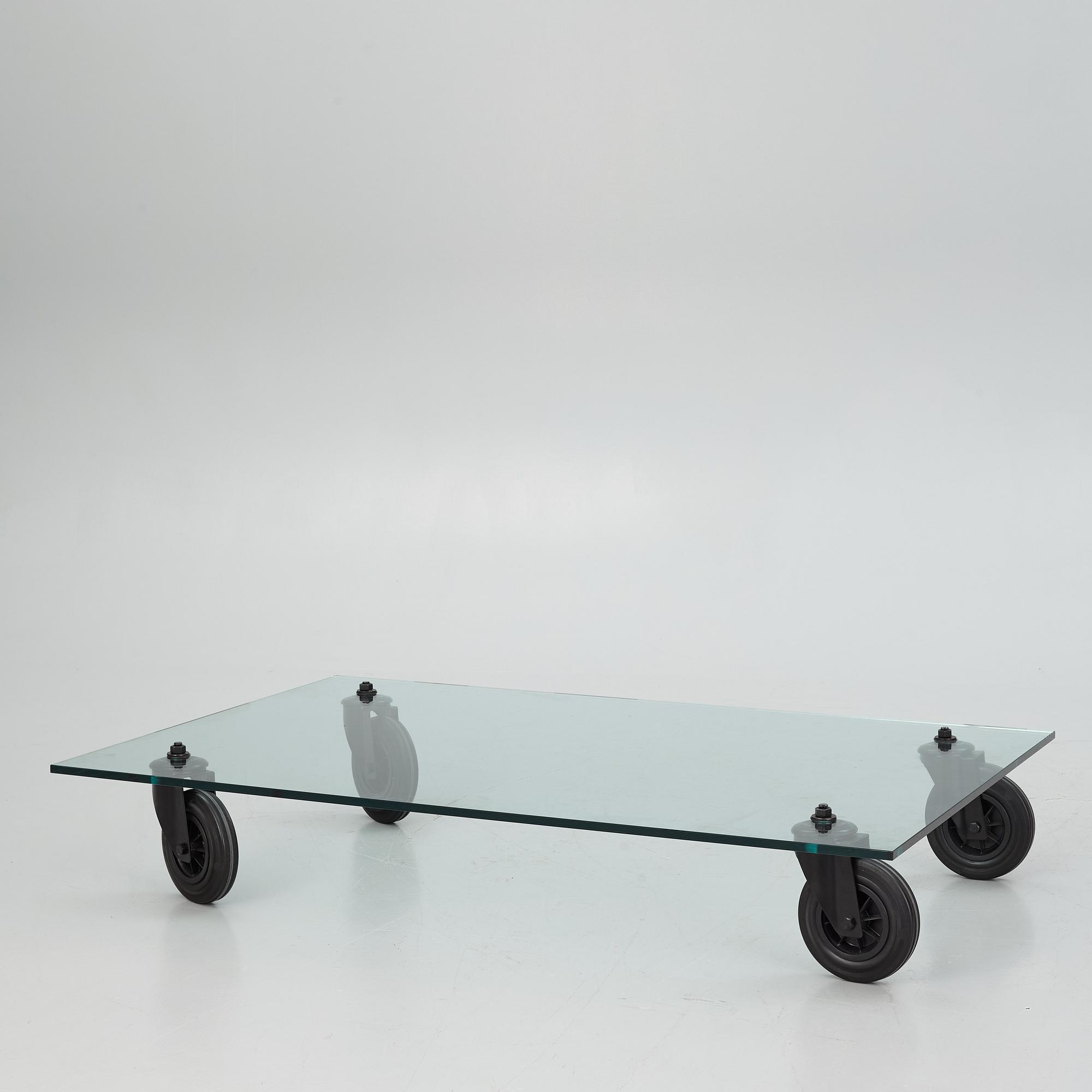 Gae Aulenti, soffbord, "Tavolo con Ruote", Fontana Arte, Italien.
