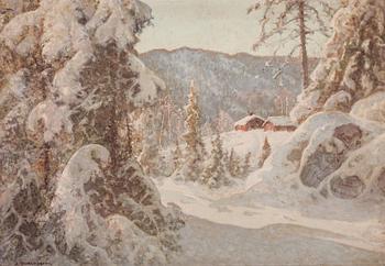 Anshelm Schultzberg, View over a snowy winter landscape.
