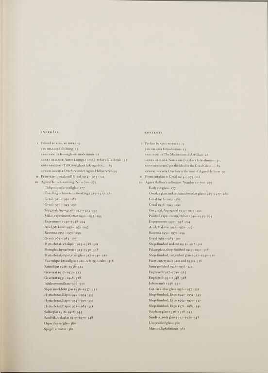 A lot of eight books regarding Orrefors glasbruk.