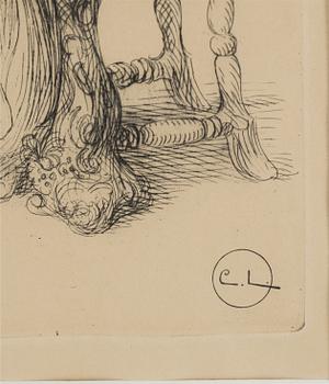 CARL LARSSON, etching, printed signature.