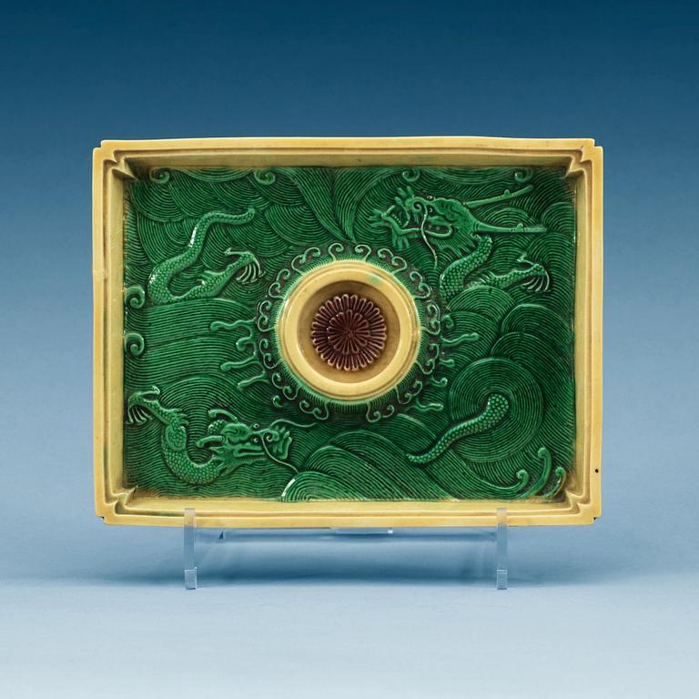 A biscuit ceremonial cup stand, Qing dynasty (1644-1912).