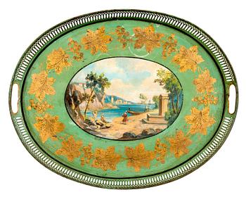 A PAINTED EMPIRE TRAY.