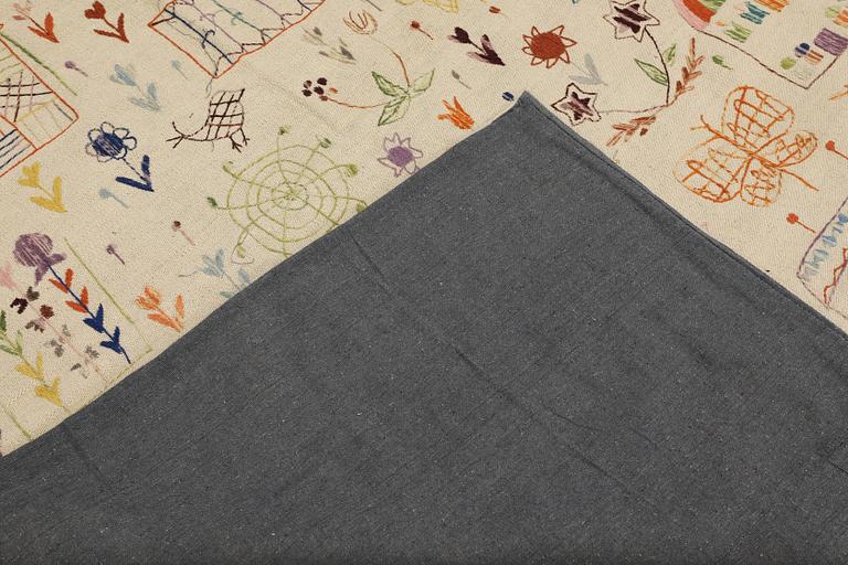 Matta, Kelim, handbroderad, ca 243 x 180 cm.