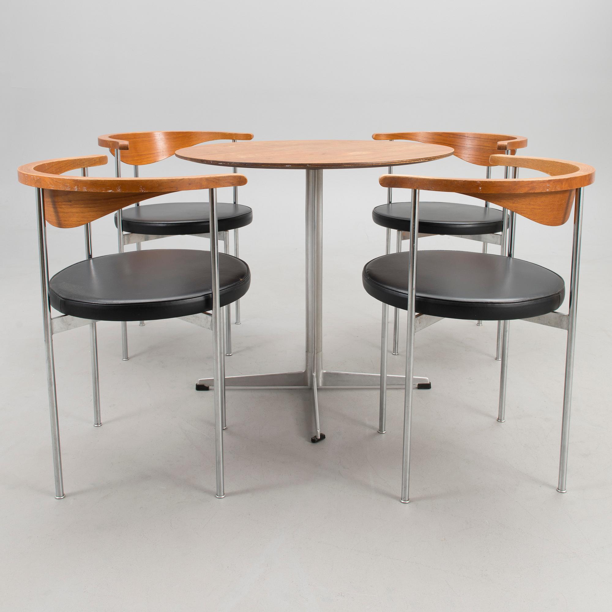 FREDRICK SIECK, table and chairs 1163 for Fritz Hansen, Denmark 1960s/1970s.