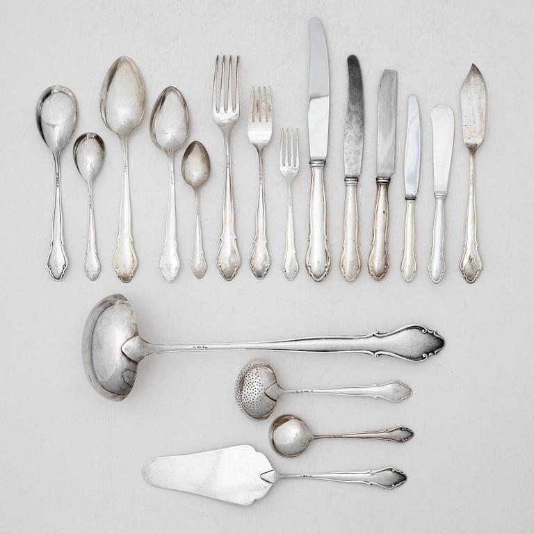 A Swedish silver cutlery set, "Lübeck", mark of K Anderson, Stockholm, some 1944 (119 pieces).