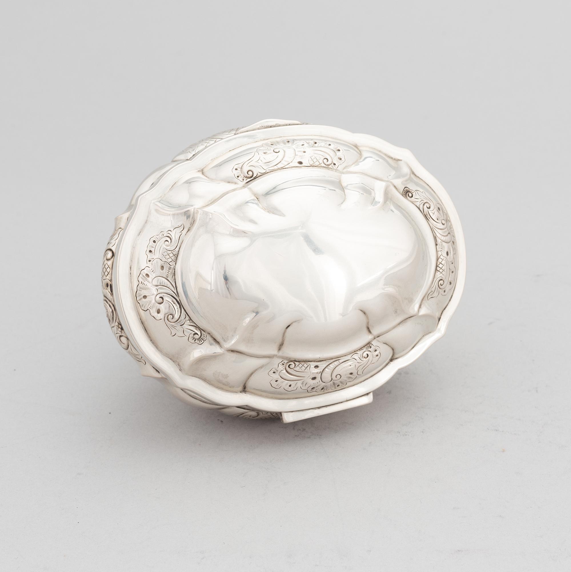 A silver sugarbox by Clement, Copenhagen 1880.