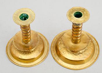 LJUSSTAKAR, 2 st, barockstil, 1800-tal.