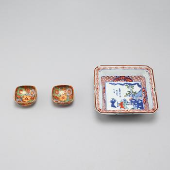 Three Japanese bowls, porcelain, 20th century.