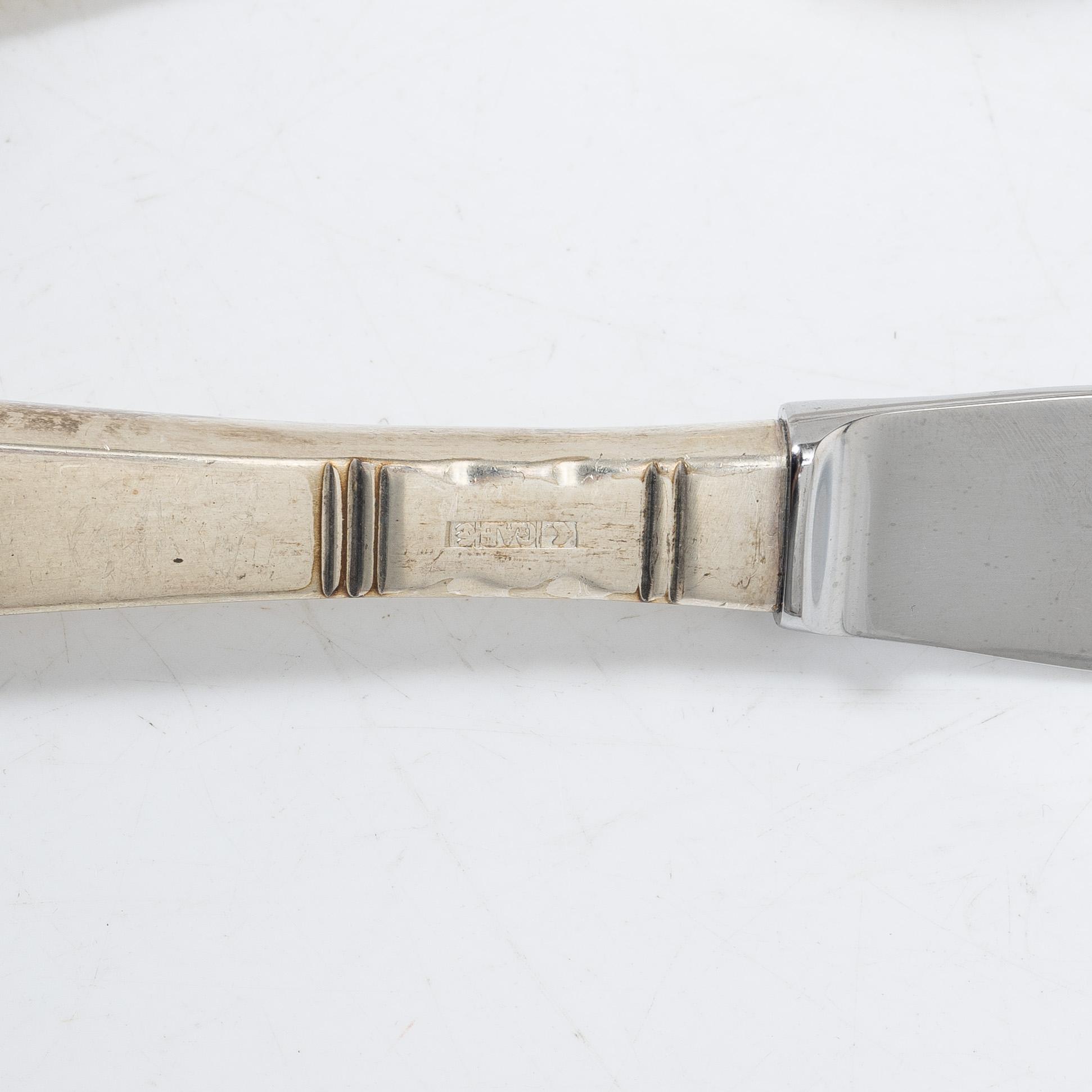 Jacob Ängman, 17 pieces of a 'Rosemholm' silver fatware set, GAB, Stockholm & Eskilstuna, Sweden, 1962-78.