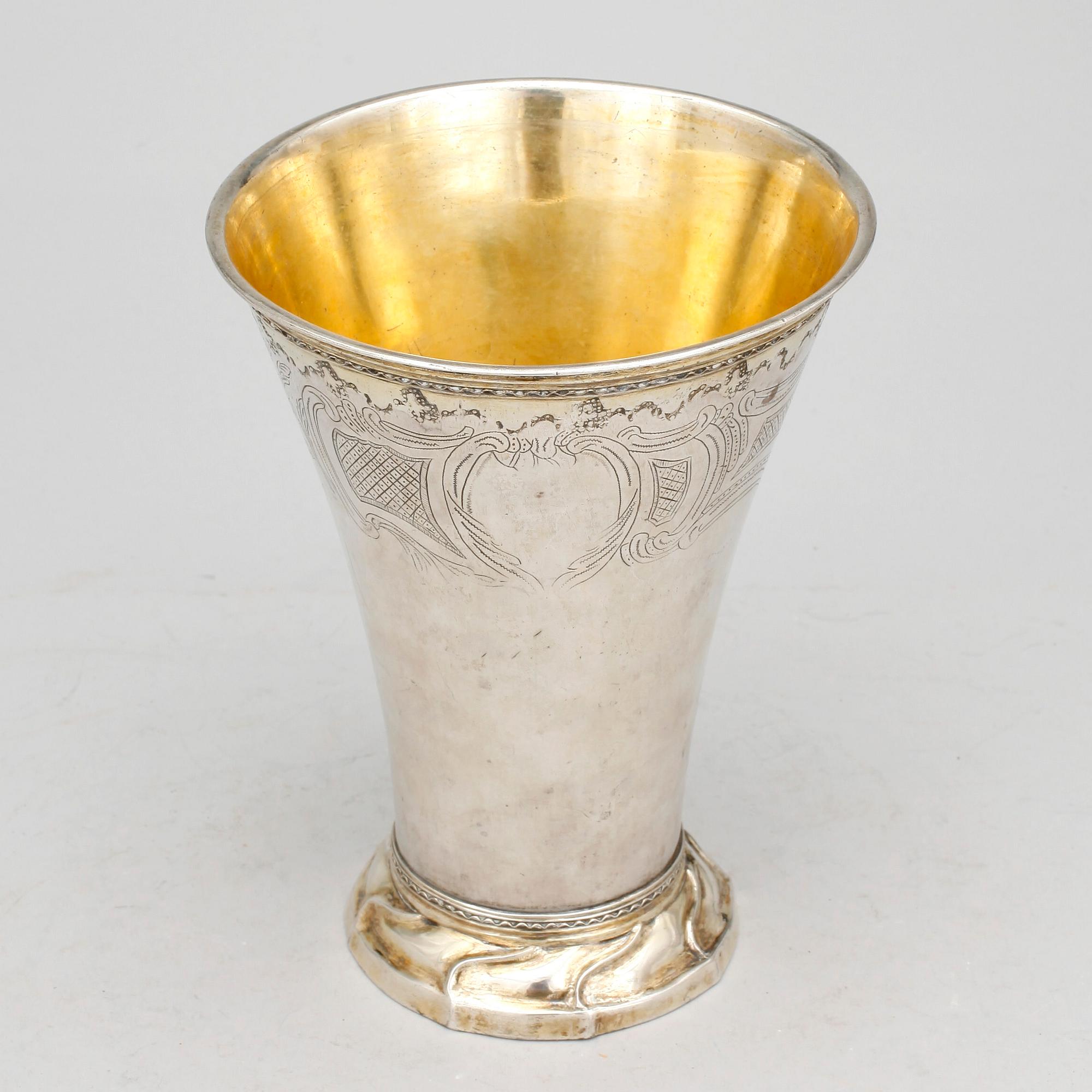 BÄGARE, silver, Daniel Lundström Stockholm 1779. Vikt 404 gr.