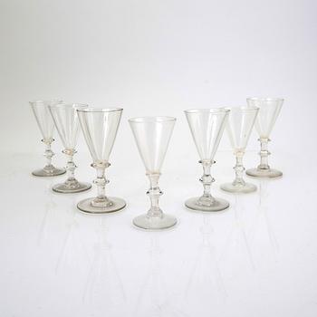 A set of seven Swedish mid 1800s glasses.