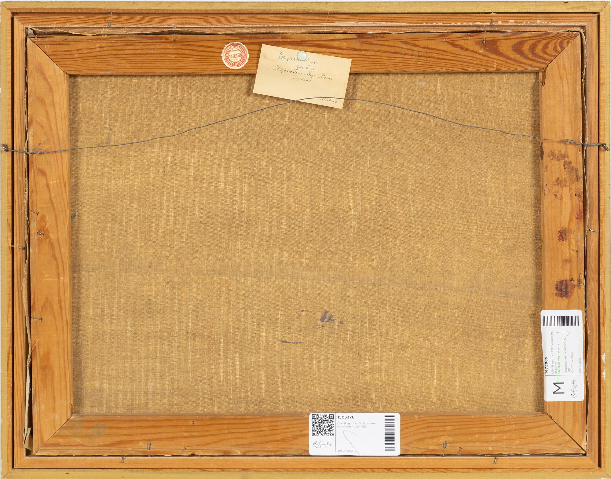 Olle Skagerfors, Stilleben med kanna och frukter.