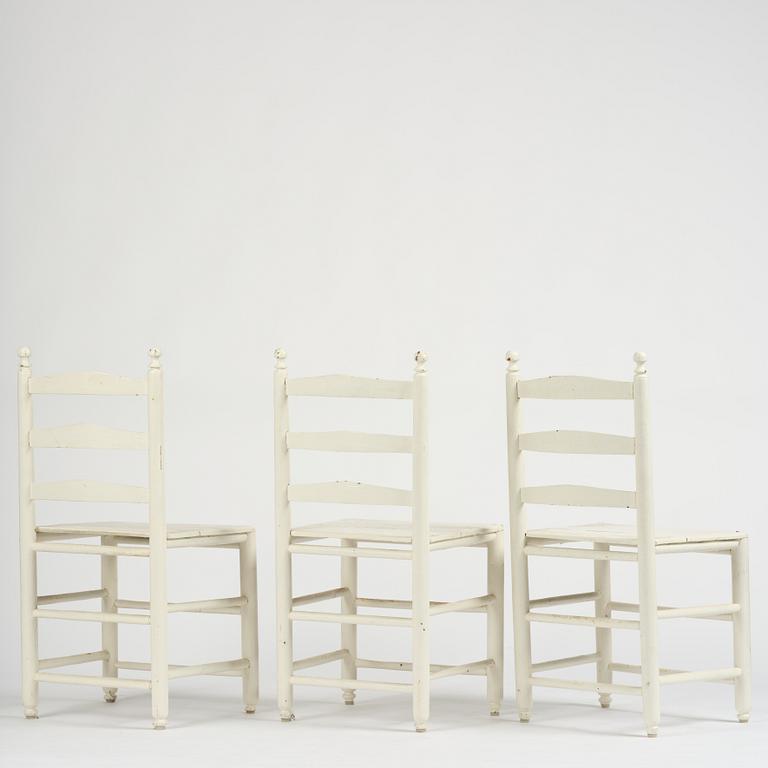 A set of three Gustavian ladderback chairs, late 18th/ early 19th century.