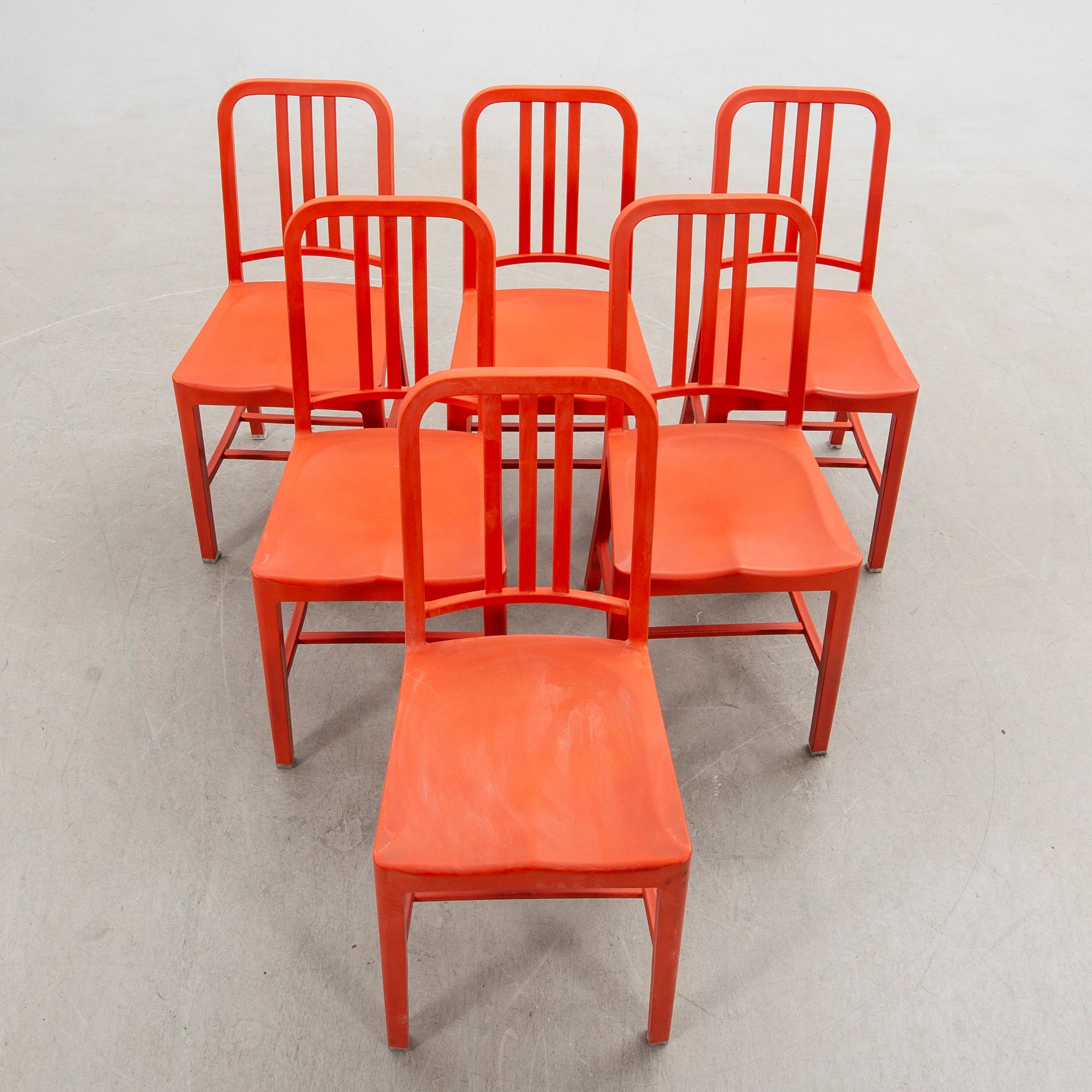 Stolar, 6 st "111 Navy Chair", Emeco & Coca-Cola. USA 2000-tal.