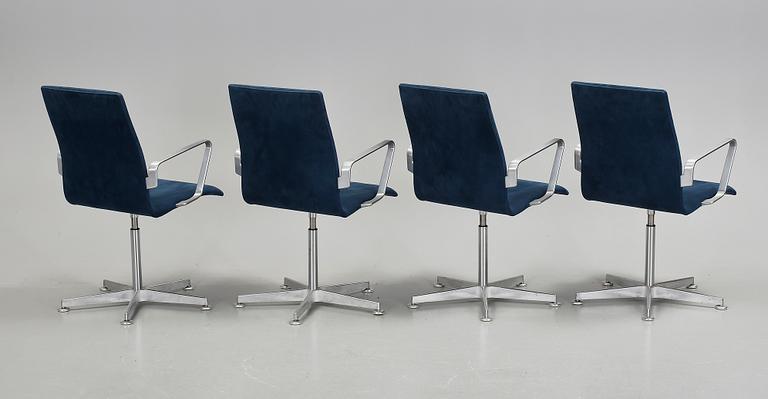 SKRIVBORDSSTOLAR, 4 st, "Oxford", Arne Jacobsen, Fritz Hansen, 1990/2000-tal.