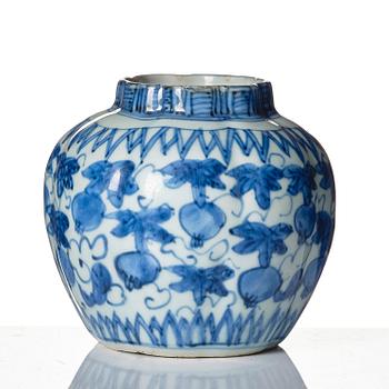 A blue and white melon shaped jar, Ming dynasty, Wanli (1572-1620).