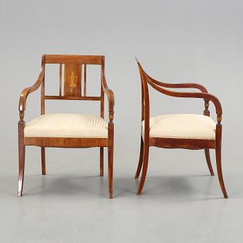 KARMSTOLAR, ett par, Empirestil, 1900-tal.
