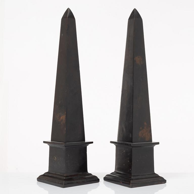 A pair of Obelisks, 20th century.