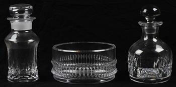 SKÅL SAMT KARAFFER, 2 st, glas, Bengt Edenfalk Skruf samt Kosta.