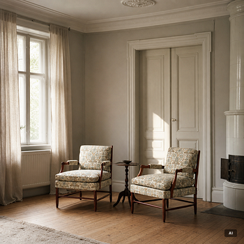 Armchairs, a pair, so-called Gripsholm chairs, second half of the 20th century.