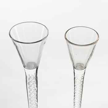 Twelve hand blown vodka glasses, 20th century.