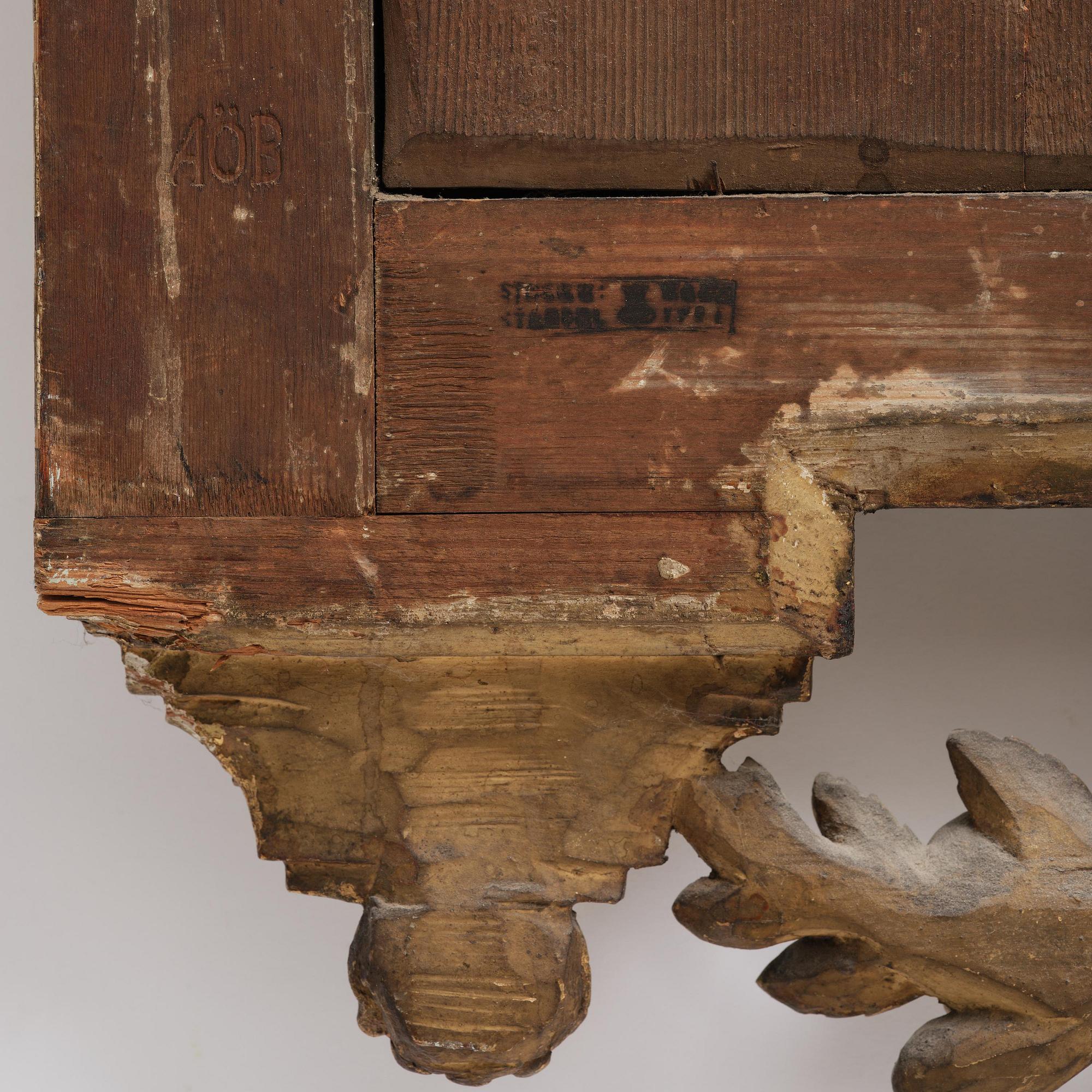 A Gustavian giltwood mirror by J. Åkerblad (master in Stockholm 1758-99).