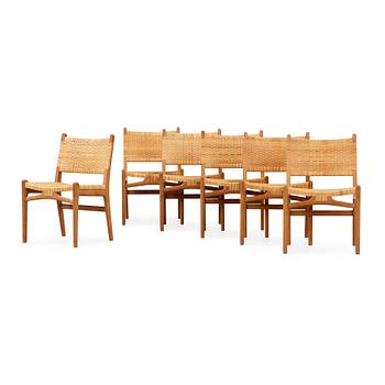 97. A set of six Hans J Wegner 'CH-31' stained oak  chairs, Carl Hansen & Son, Denmark 1960's.