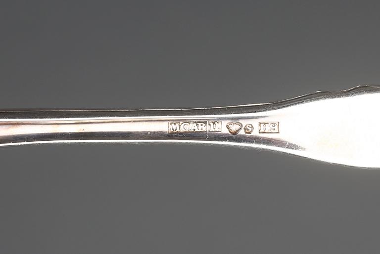 BESTICKSERVISDELAR, 48 st, "Uppsala", MGAB samt MEMA, 1900-talets andra hälft. Vikt exkl delar med stålblad ca 1290 g.