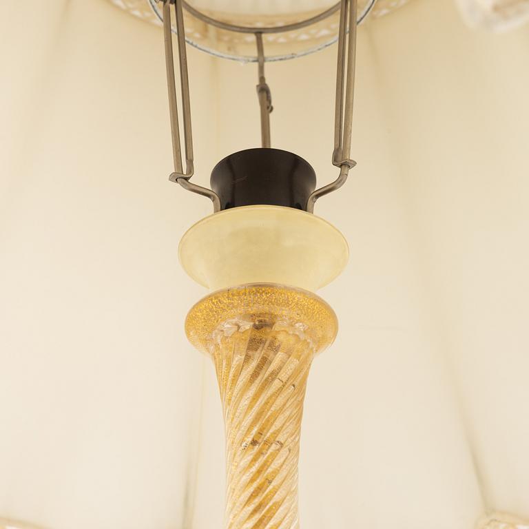 Table lamp, glass, possibly Barovier & Toso, Murano, Italy.
